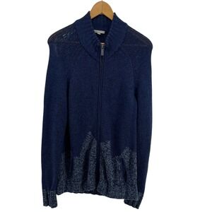 Horny Toad Blue Merino Lambswool Seabourn Full Zip Cardigan Sweater Size Medium‎